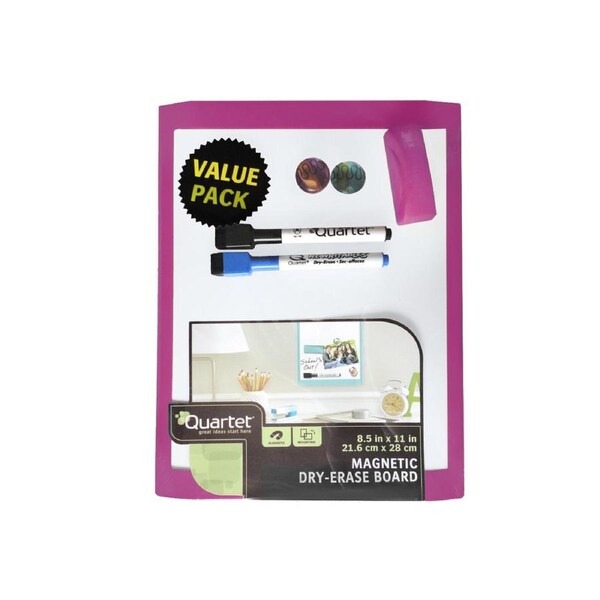 Quartet Magnetic Wall Mountable 28x21.6cm Whiteboard w/ Marker/Erasers Purple