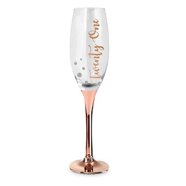 Rose Stem 21st Birthday Champagne Glass