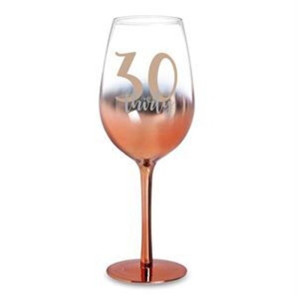 Rose Ombre Stem 30th Birthday Wine Glass