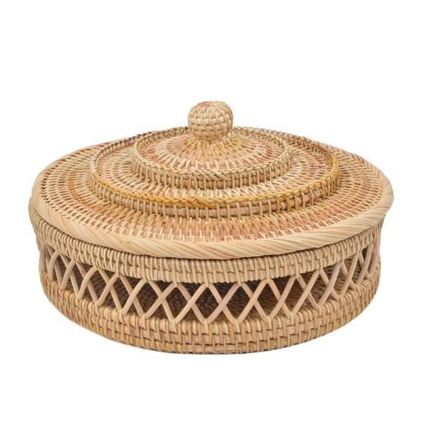 Kelly Hallow Storage Basket with Lid Rattan
