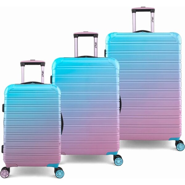 3pc iFly 20/24/28" Hard Case Trolley Combo Suitcase Luggage Bag Cotton Candy