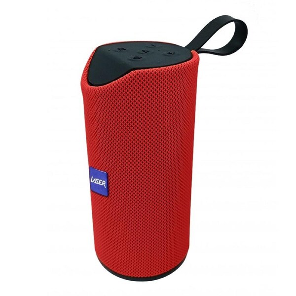 Laser Portable Splashproof Wireless/Bluetooth/AUX 3.5mm Barrel Speaker Red/BLK