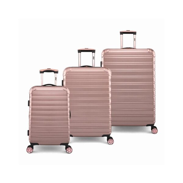 3pc iFly 20/24/28" Hard Case Trolley Combo Suitcase Luggage Bag Rose Gold