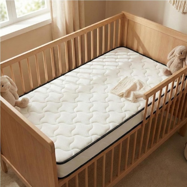 DreamZ Baby Cot Mattress 130x70x13cm Spring Foam Firm Breathable Reversible Knitted Fabric