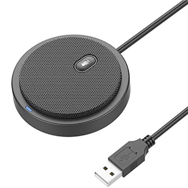 Bonke USB Conference Microphone for Computer, 360° Omnidirectional Condenser Mic with Mute Key, Great for Video Conference, Gaming, Chatting, Skype, Plug & Play, Windows macOS, Ideal for Gift