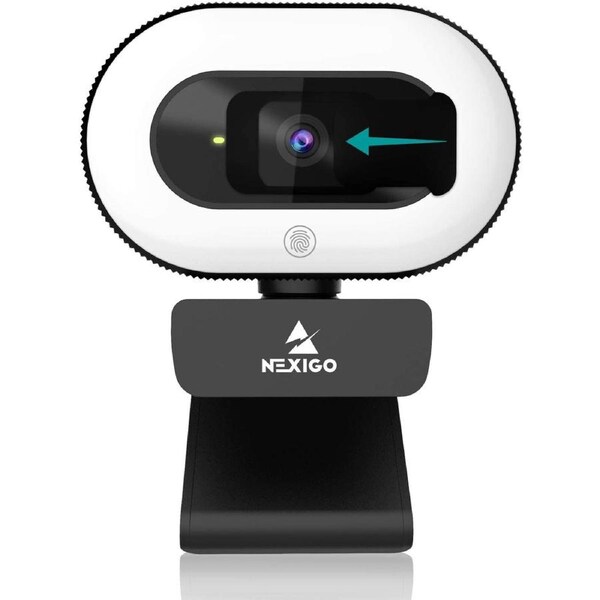 Nexigo Streamcam N930E with Software, 1080P Webcam with Ring Light and Privacy Cover, Auto-Focus, Plug and Play, Web Camera for Online Learning, Zoom Meeting Skype Teams, PC Mac Laptop Desktop