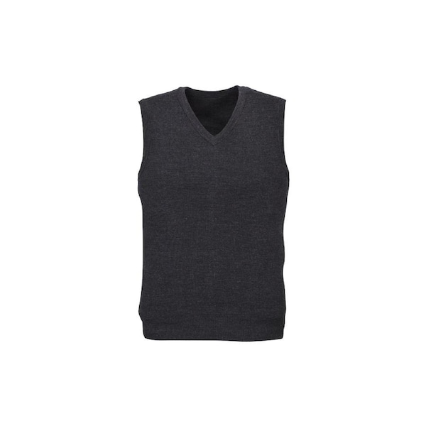 Mens Wool Blend V Neck Vest Sleeveless Double Knit Navy / X-Small