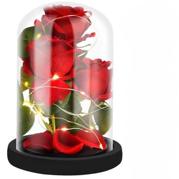 Rose Flower In Glass Dome - Valentine's Day Gift perfect home decor