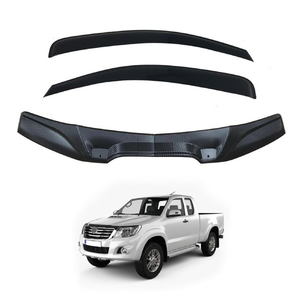Luxury Weather Shields + Bonnet Protector for Toyota Hilux Extra Cab 2011-2015