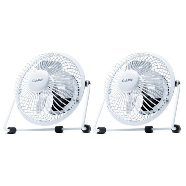2PK Goldair Select 15cm Portable USB Mini/Small Cooling Desk/Table Fan White