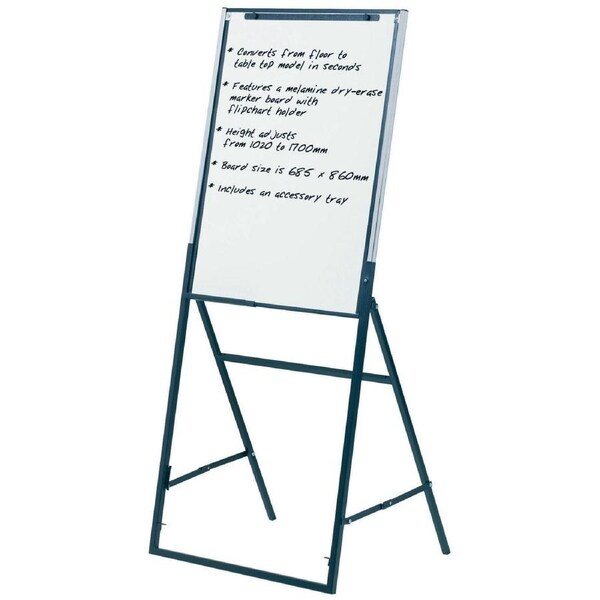Quartet Futura Adjustable 68.5x86cm Melamine Easel Whiteboard w/Flipchart Holder