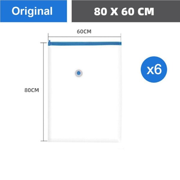 OZNALA 6pcs 60*80 Vacuum Storage Bags Space Saver Seal Compressing Medium Large Jumbo Supersize AU