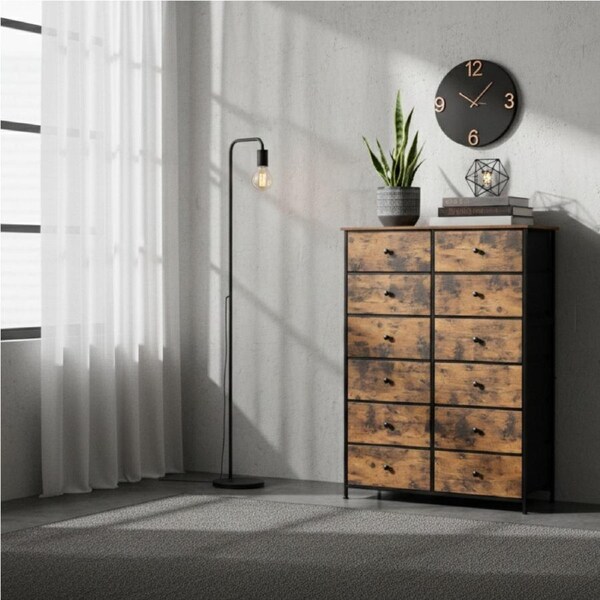 12 Chest of Drawers Levede Tallboy Table Dresser - Retro Brown