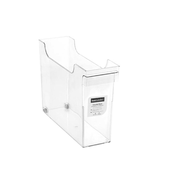 Crystal Clear Plastic Office Storage Box Container Handle Organsier Tray 35.5CM