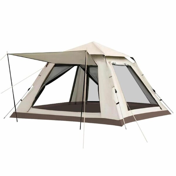 OGL 4 Person Tent Camping Instant Pop Up Family Beach Sun Shade Shelter Waterproof 240x240x160cm Creamy White