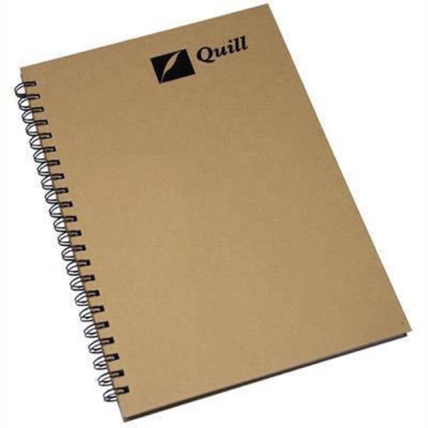 Quill Hard Cover Spiral Notebook 160 Page A4 Natural