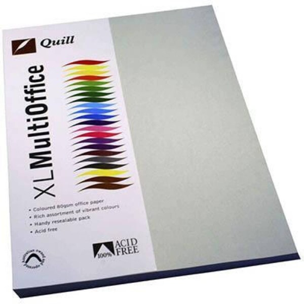 Quill Coloured A4 Copy Paper 80Gsm Grey Pack 100 Sheets
