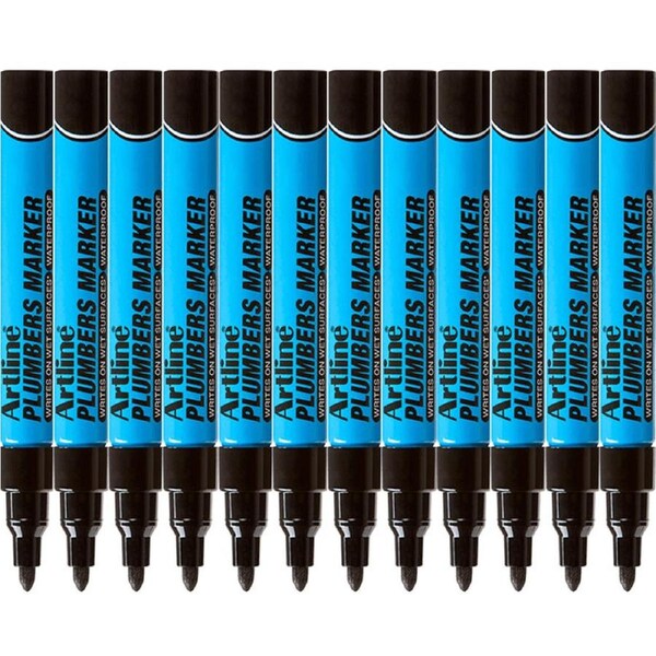 Artline Plumbers Permanent Marker Black Waterproof Box 12