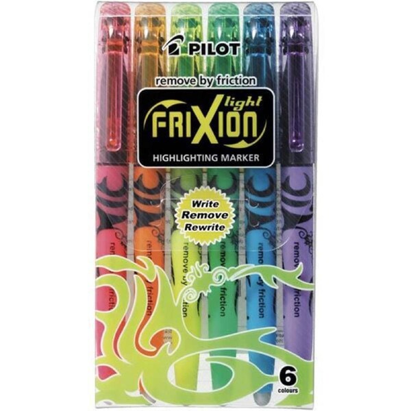 Pilot Frixion Erasable Highlighter 4.0mm Assorted Colours Wallet 6