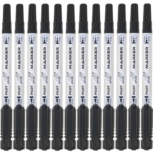 Pilot CD/DVD Twin Ended Permanent Marker Extra Fine/Fine Black Box 12