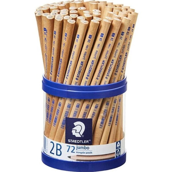Staedtler Natural Jumbo Triangular Pencils 2B Tub 72