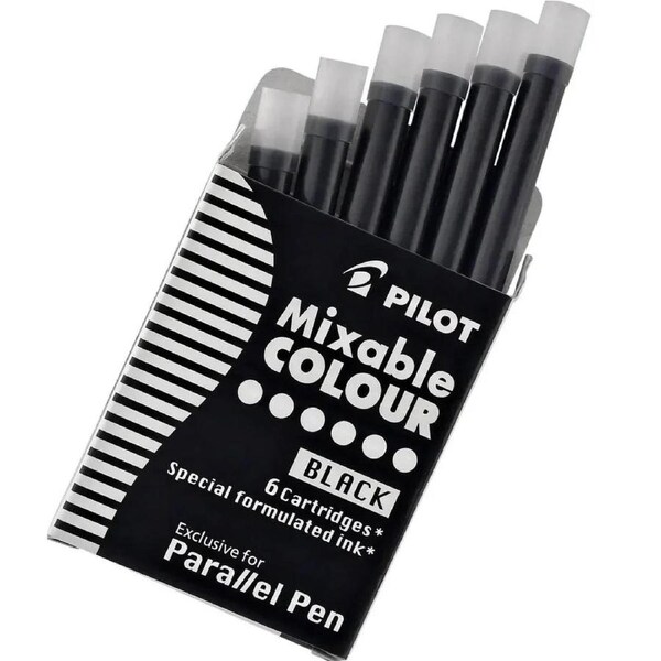 Pilot Parallel Pen Ink Cartridge Black Pack 6
