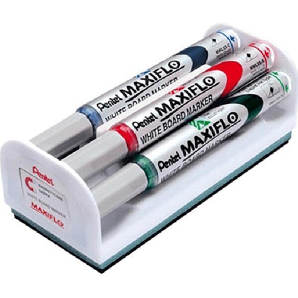 Pentel Maxiflo Magnetic Eraser Set With 4 Markers