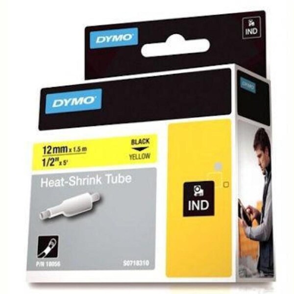 Dymo Rhino Industrial Heat Shrink Tubing 12mm Black On Yellow