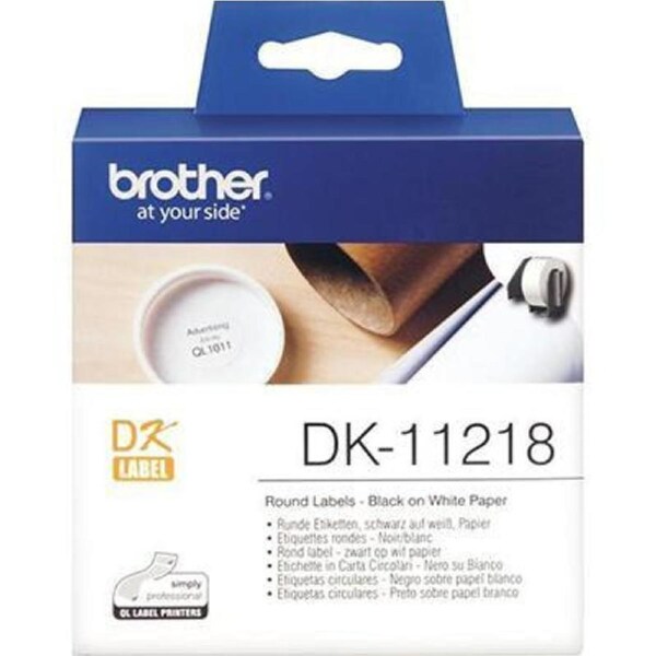 Brother Dk-11218 White Round Dye Cut 24Mm Roll 1000