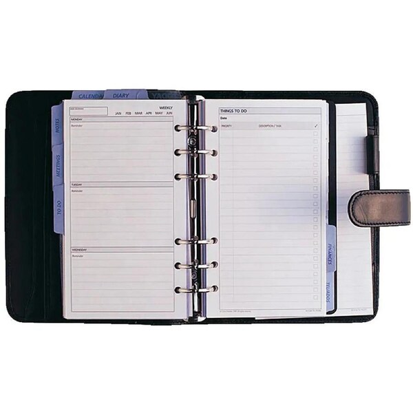 Collins Debden Dayplanner Personal Edition Snap Closure 172x96mm Black PU