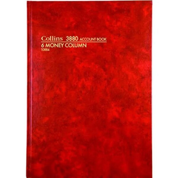 Collins 3880 Series Account Book 6 Money Column 84 Leaf A4 Red