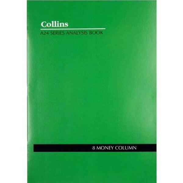 Collins A24 Series Analysis Book 8 Money Column Feint Ruled Stapled 24 Leaf A4 Green