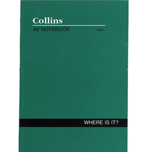 Collins Notebook Soft Cover Where Is It A-Z Index 120 Page A6 Green