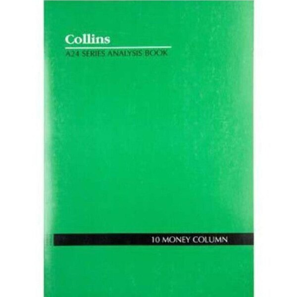 Collins A24 Series Analysis Book 10 Money Column Feint Ruled Stapled 24 Leaf A4 Green