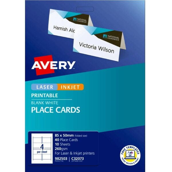 Avery 982503 C32073 Folded Place Cards 85x50 Pack 40