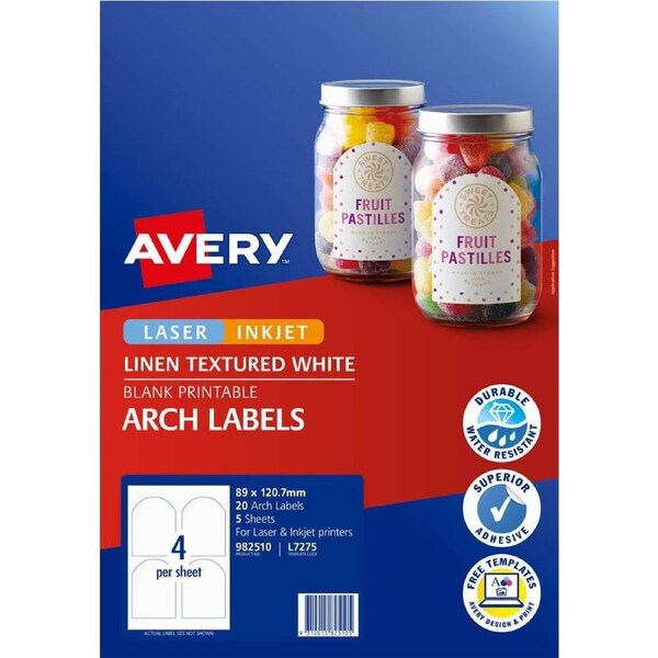 Avery 982510 L7275 Labels Textured Arched Pack 20