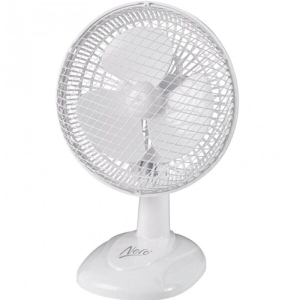 Nero Desk Fan 15cm Adjustable Angle Twin Speed Quiet White