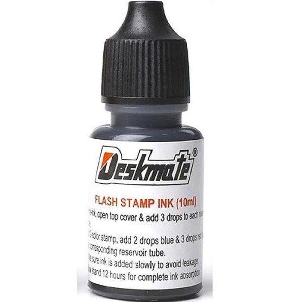 Deskmate Stamp Pad Refill Ink Bottle 30mL Black