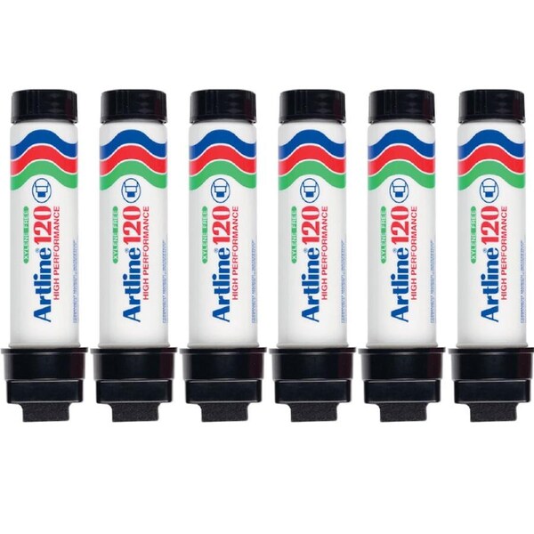 Artline 120 Permanent Marker 20mm Chisel Black Box 6