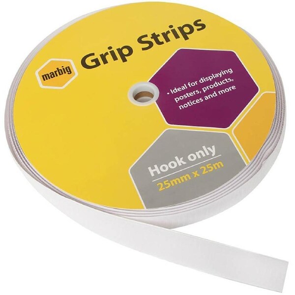 Marbig Grip Strips Hook Only 25mmx25m