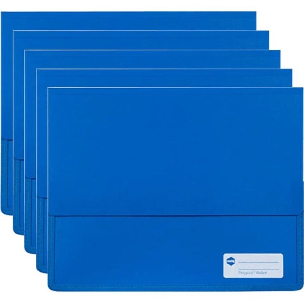 Marbig Polypick Document Wallet Heavy Duty A4 Blue Pack 5