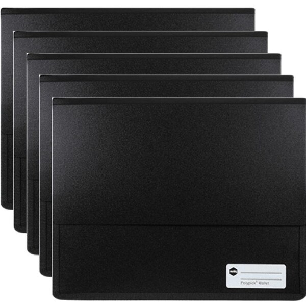 Marbig Polypick Document Wallet Heavy Duty A4 Black Pack 5