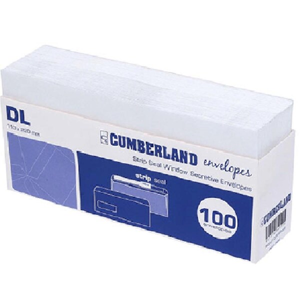 Cumberland DL Envelopes Business Window Secretive Peel And Seal 80GSM 110x220mm Handy Tray 100
