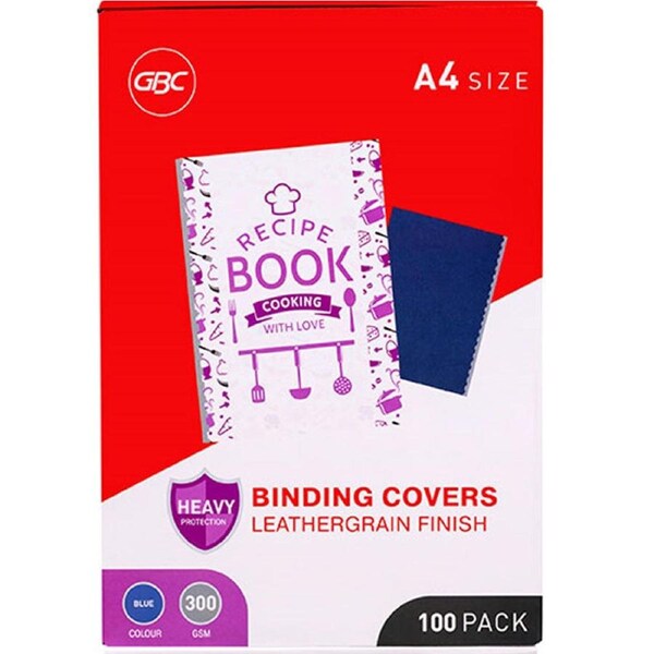GBC Ibico Binding Cover Leathergrain 300GSM A4 Blue Pack 100