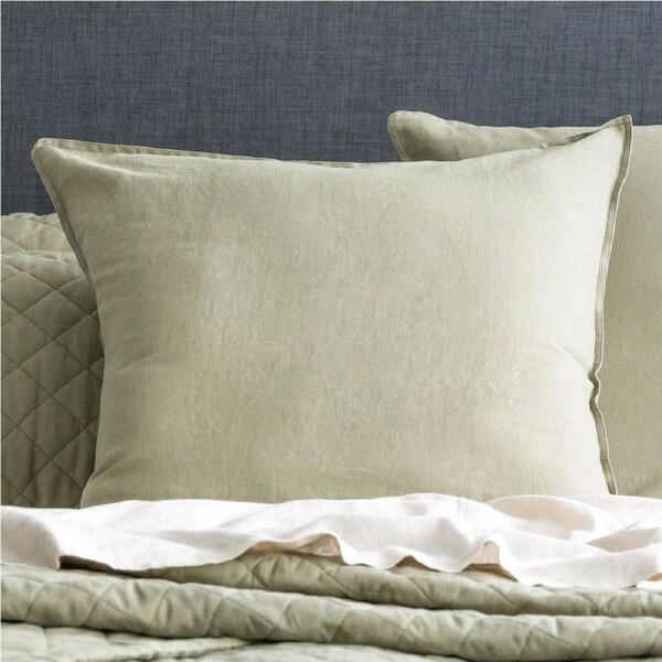 Renee Taylor Cavallo Stone Washed French Linen Case European Pillowcase Jade