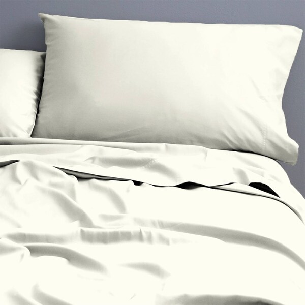 Park Avenue 500TC Single Bed Natural Cotton Fitted/Flat Sheet/Pillowcase Ivory