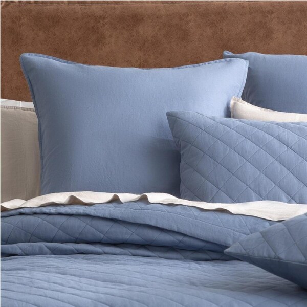 Renee Taylor Cavallo Stone Washed French Linen Case European Pillowcase Denim