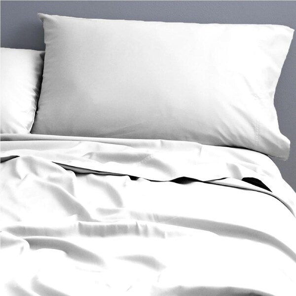 Park Avenue 500TC Single Bed Natural Cotton Fitted/Flat Sheet/Pillowcase White