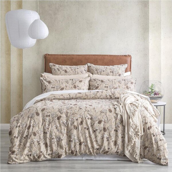 Renee Taylor Cavallo King French Linen Printed Quilt Cover/Pillowcase Bushland