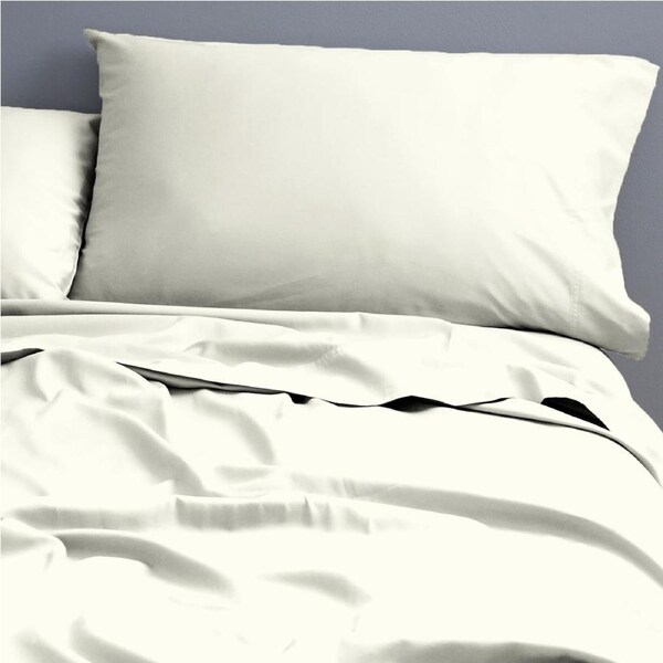 Park Avenue 500TC Queen Bed Natural Cotton Fitted/Flat Sheet/Pillowcases Ivory